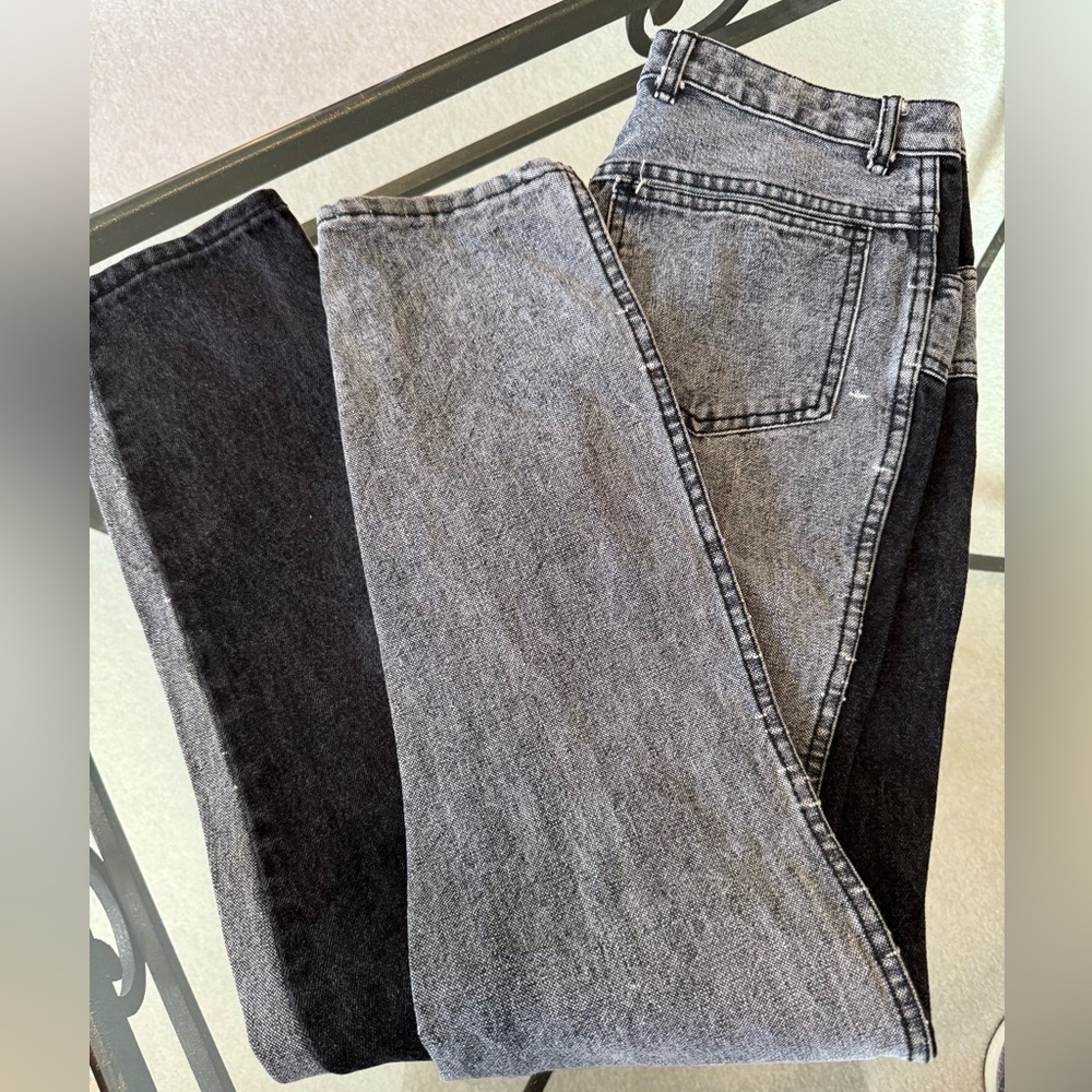 High-Waist Women’s Two-Tone Grey Black Jeans